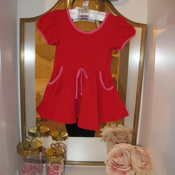 Eleanor Rose Red & Pink Bow Girls Top shirt Size : 4-5 red EUC - Picture 4 of 4
